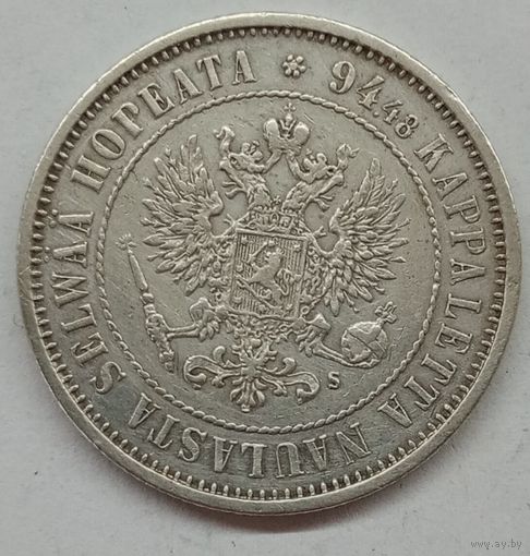 Финляндия 1 марка серебро 1874г S