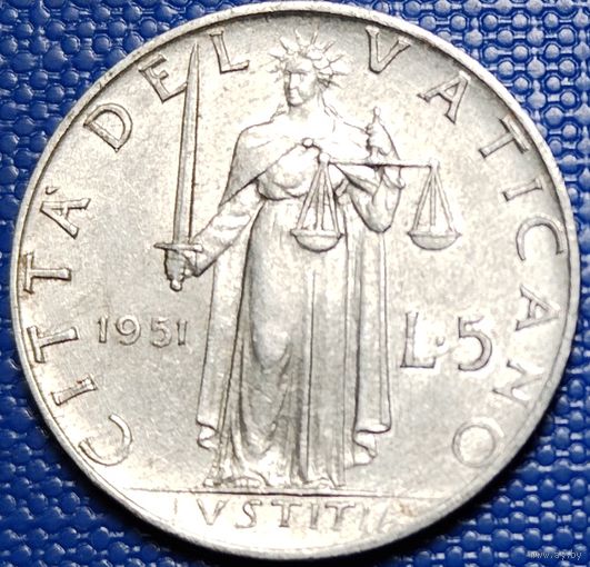 Ватикан 5 лир 1951 г.