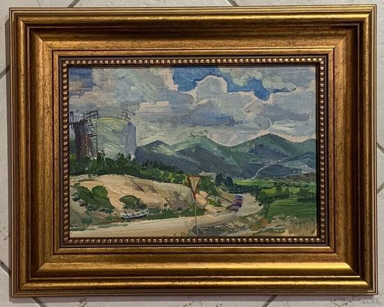 Юзвук В.С. Пейзаж. Картон, масло. Размер 16х23 см.