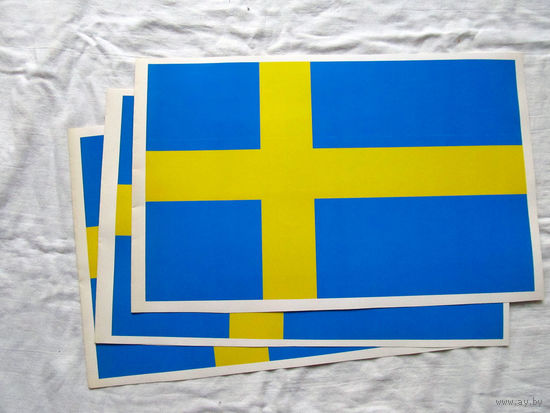 25-34 П1 Флжок бумажный Флаг Швеции Плотная глянцевая бумага Выпуск ориентировочно 1990-2000-е года