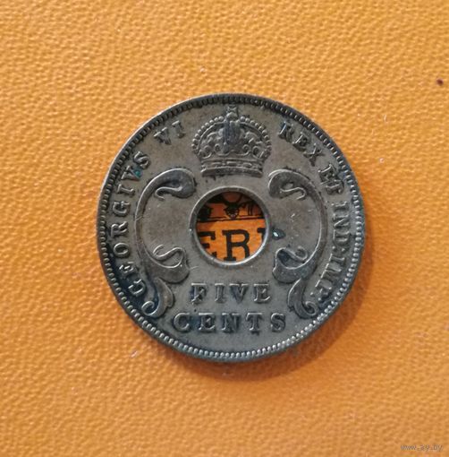 Британская Восточная Африка 5 центов, 1942 Без отметки мд, KM# 25