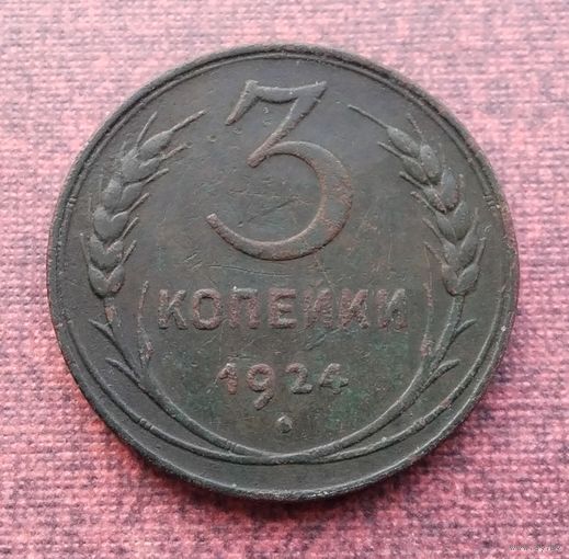 3 копейки 1924 г. (Гладкий гурт). /2/