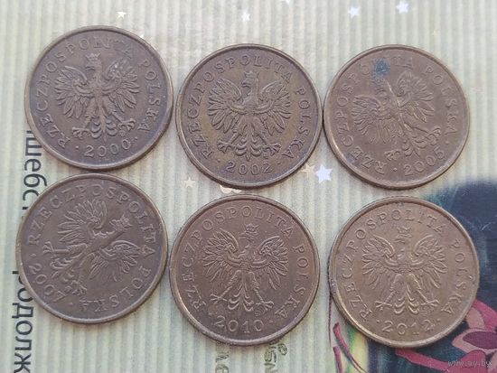 5 грош Польша 2000,2002,2005,2007,2010,2012,2014 года лот 8, 7 монет
