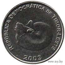 Демократическая Республика Восточный Тимор. 1 сентаво 2003. UNC. Фауна. Наутилус.