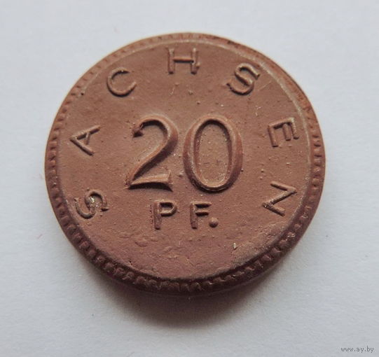 20 пфеннигов 1921 Керамика. Саксония.