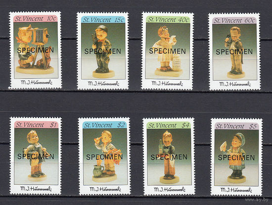 Керамические фигурки. Сент-Винсент. 1990. 8 марок. SPECIMEN. Michel N 1609-1613 (13,00 е)