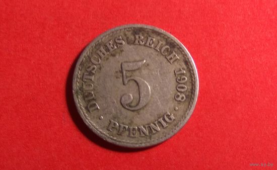 5 пфеннигов 1908 А. Германия.