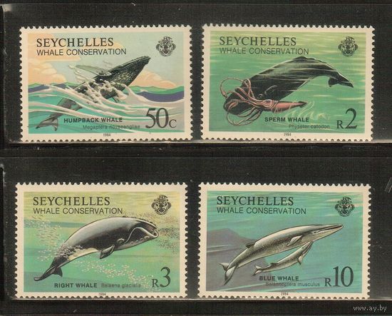Сейшеллы-1984(Мих.571-574 , **   ,  Морская фауна, Киты(полная серия)