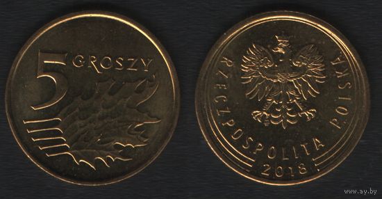 Польша y925 5 грош 2018 год (mw) (_alb2