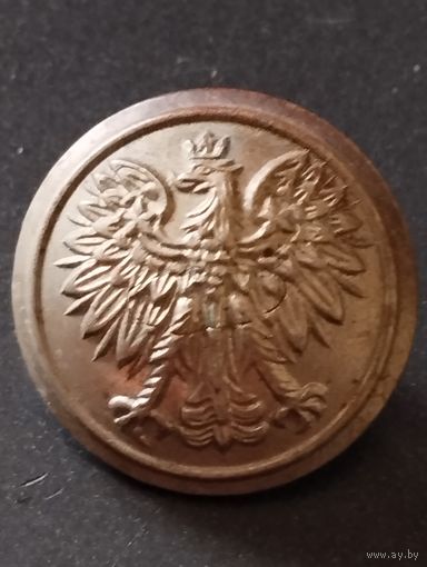 Пуговица мундирная, 22 мм . Польша, 1939 г , Лодзь.