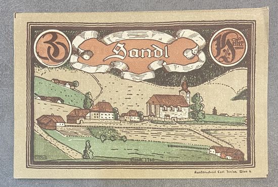Нотгельд Австрия  Зандл 30 геллеров 1920 год