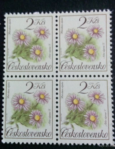 Чехословакия 1991. Охрана Природы - Цветы. Квартблок