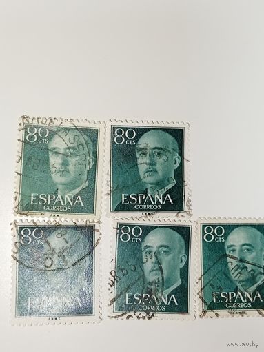 Испания  1955 Франсиско Франко, испанский генерал и диктатор.
