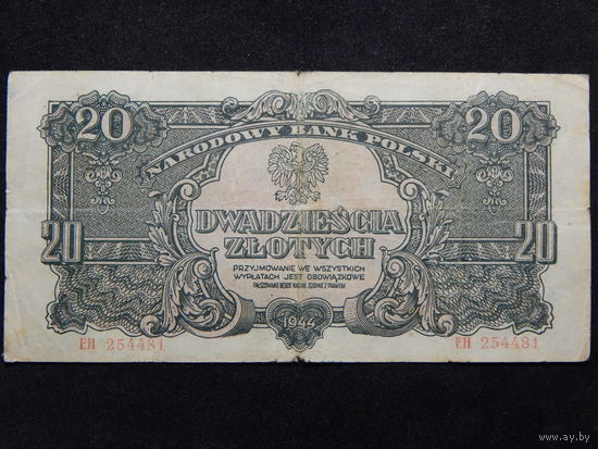 Польша 20 злотых 1944г.