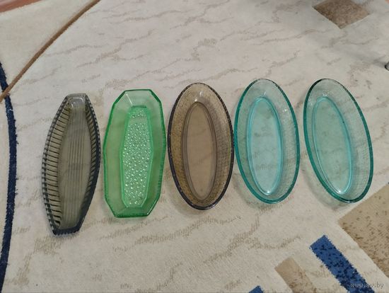 Селедочница СССР цветное стекло 5 шт одним лотом