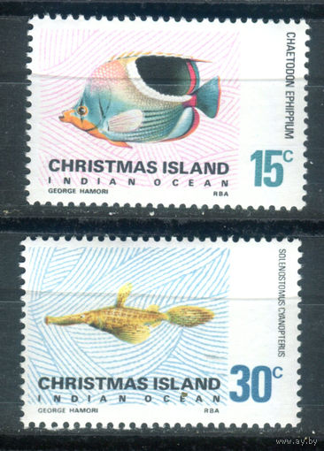 Рождественские острова (о-в Рождества) - 1970г. - рыбки - 2 марки - полная серия, MNH с незначительным дефектом клея [Mi 35-36]. #4-B6-Z-1-1