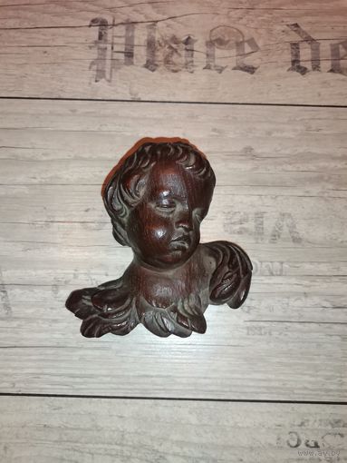 Винтажный, настенный барельеф в виде головки Ангела-Путти.