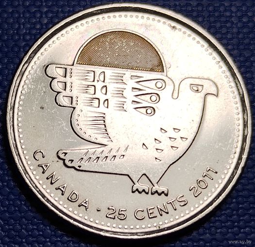 Канада 25 центов 2011 г. Природа Канады - сапсан.