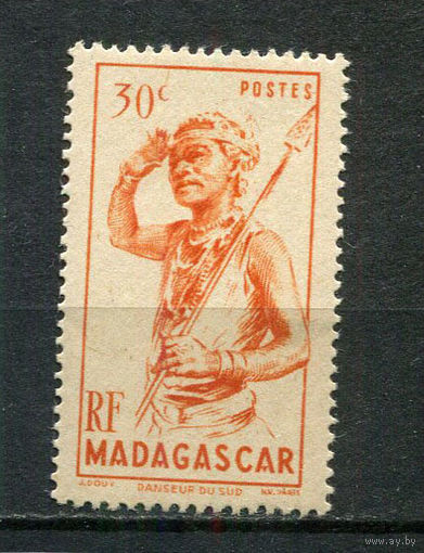 Французские колонии - Мадагаскар - 1946 - Танцор 30С - [Mi.388] - 1 марка. MNH, MLH.  (Лот 81Gg)-T2P28