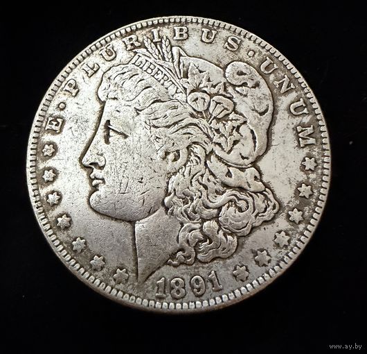 1 доллар. 1891 г. Morgan Dollar  Серебро 900пр