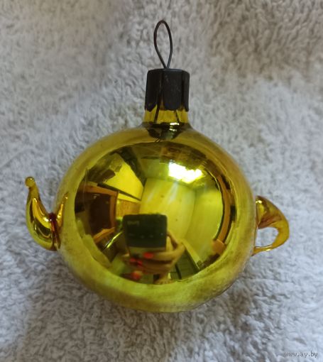 Ёлочная игрушка, стекло, чайник