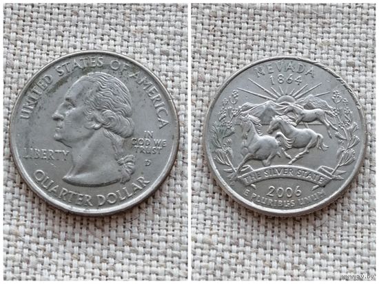 США 1 квотер 25 центов 2006D/Невада//животные/ FA