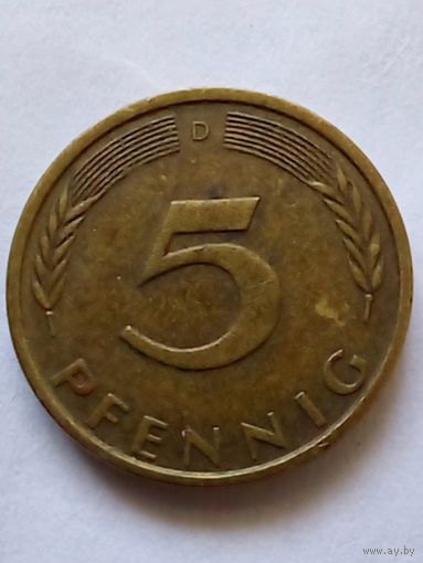 Германия 5 пфеннигов 1974 D