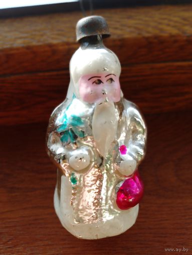 Винтажная ёлочная игрушка Дед Мороз 1. Стекло СССР