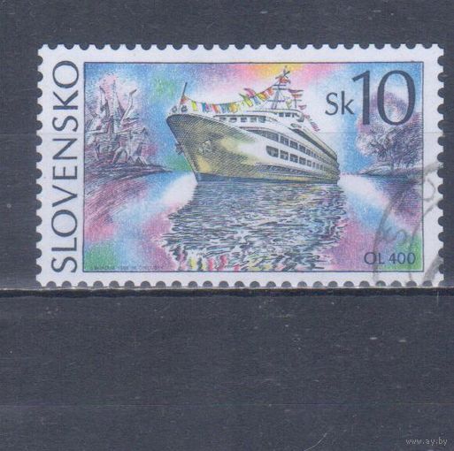 [554] Словакия 1994. Корабль.10 кр. Концовка серии.Гашеная марка.