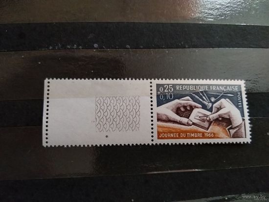 1966 Франция День почтовой марки чистая клей MNH с купоном выпускалась одиночкой (2-2)