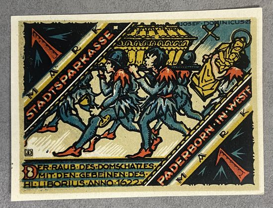 Нотгельд 1 марка 1921 год. Падерборн. Веймарская республика