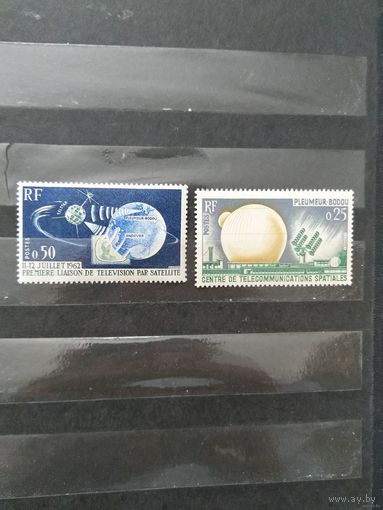1962 Франция 100 лет космос телекоммуникации чистая серия клей MNH** полная серия (2-11)