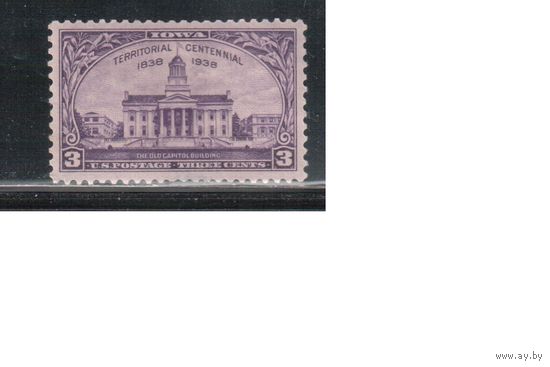 США-1938, (Скотт.838),  * ,  Айова , Архитектура(одиночка)