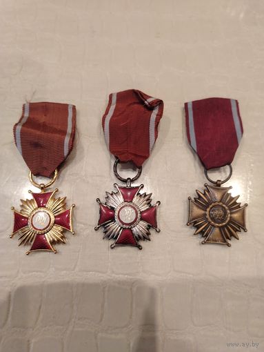 Комплект крестов PRL. Крест заслуг, Польша.
