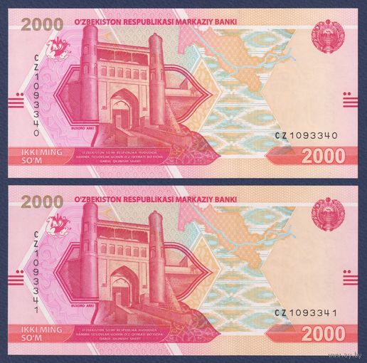 Узбекистан, 2000 сум 2021 г, P-W87 (CZ, цитадель Арк в Бухаре), UNC