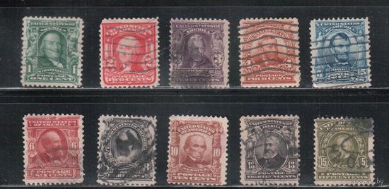 США-1902, (Мих.138-147), гаш.   , Стандарт, Президенты и политики