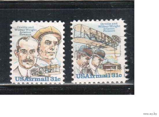 США-1978, (Мих.1362-1363) , гаш.  , История авиации, Братья Райт (полная серия)