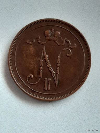 10 пенни 1917 года, вензель,  Россия для Финляндии