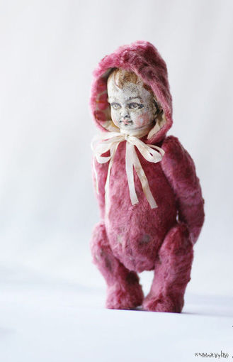 Тедди-долл/TEDDY-DOLL: Головка на шплинте, сделана из самоотвердевающей массы Wood Formo, со слепка антикварной головы 1890 г. Роспись-акрил, акварель, матовый лак. Тельце из винтажного плюша, плотно