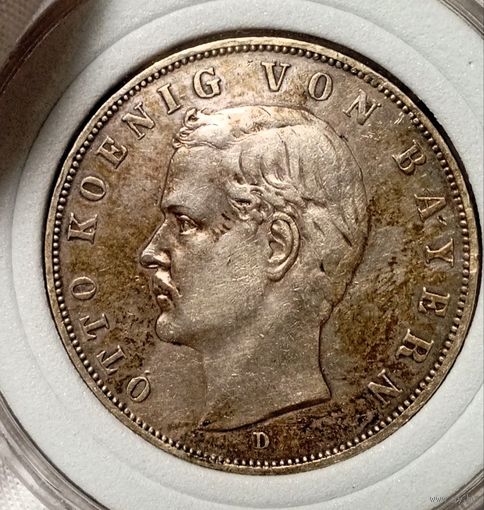 3м 1909, Бавария, Отто, патина и остатки шб, красивая! Смотрите также другие мои лоты!