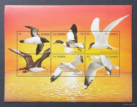 Фауна. Птицы Морские птицы 1МЛ Гамбия 1999 MNH** Mi 3374-3379 12e кат