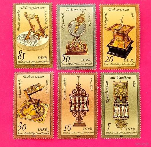 ГДР. Часы. ( 6 марок ) 1983 года. 1-8.