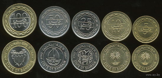 Бахрейн набор 5 монет 2010-2017 UNC