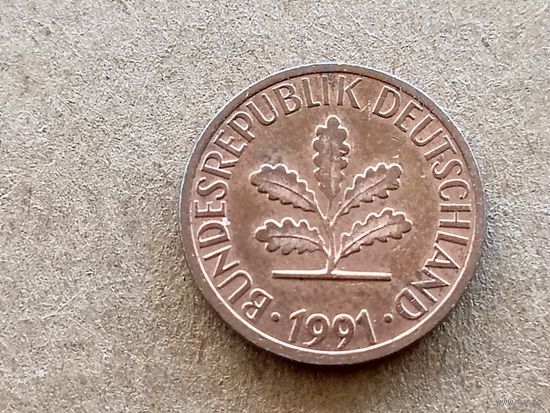ФРГ 1 пфенниг, 1991"F" (К-U-)