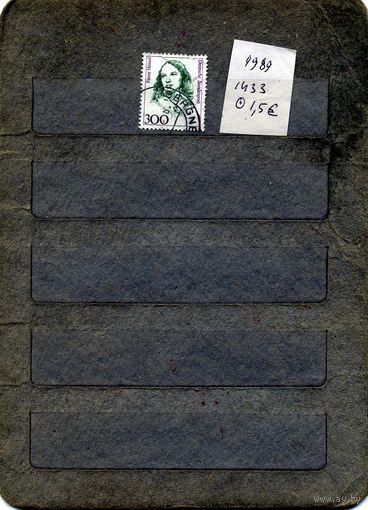 ФРГ, 1989,  ИЗВЕСТНЫЕ ЖЕНЩИНЫ, 1м     гашеная  ЗАМЯТ УГОЛ