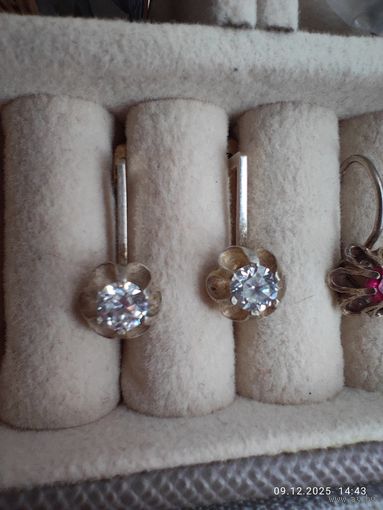 Серьги тюльпаны 925 звезда