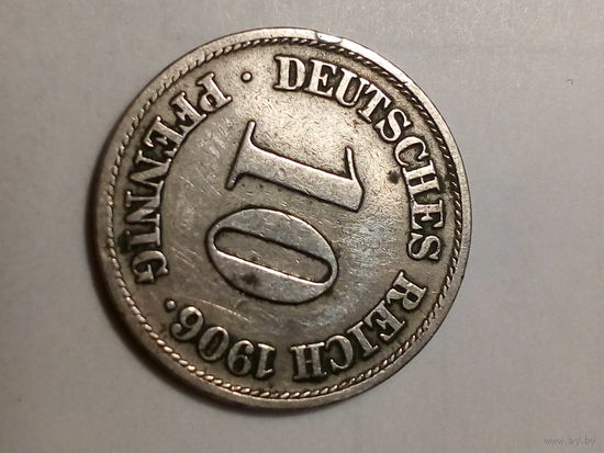 10 пфеннигов Германия 1906 J год