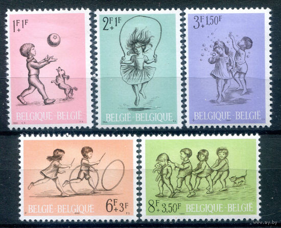 Бельгия - 1966г. - дети, детские игры - 5 марок - полная серия, MLH, MH [Mi 1456-1460]. #2-Be-44-KS-4