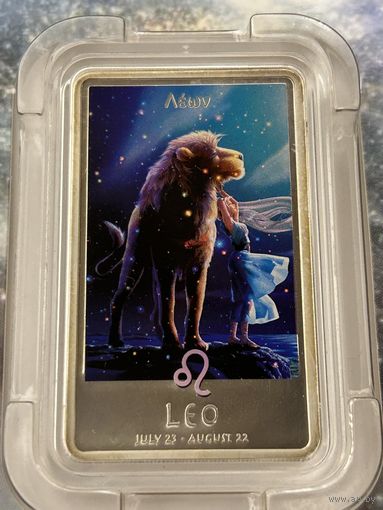 2 доллара 2011 год. Лев. Ниуэ. Серебро 999 пр. Цветная. Вес 31.1 гр. Пруф