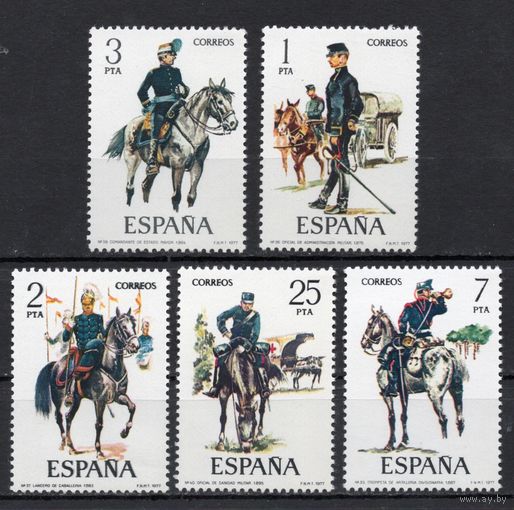 Испания 1977. Военные. Кони 5 марок 2316-20